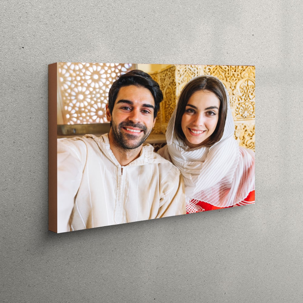 Custom photo canvas print, perfect for personalized bride gifts in Dubai